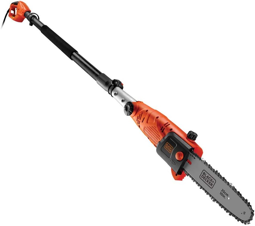 BLACK+DECKER Pole Saw, 800W, Corded, 25cm Pole Length, Pivoting Head, Up to 25cm Cutting Width, Chain Brake Safety System - Image 3
