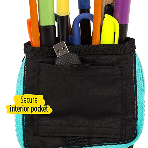 Five Star Zipper Pencil Pouch, Pencil Case, Fits 3-Ring Binder, Black, New