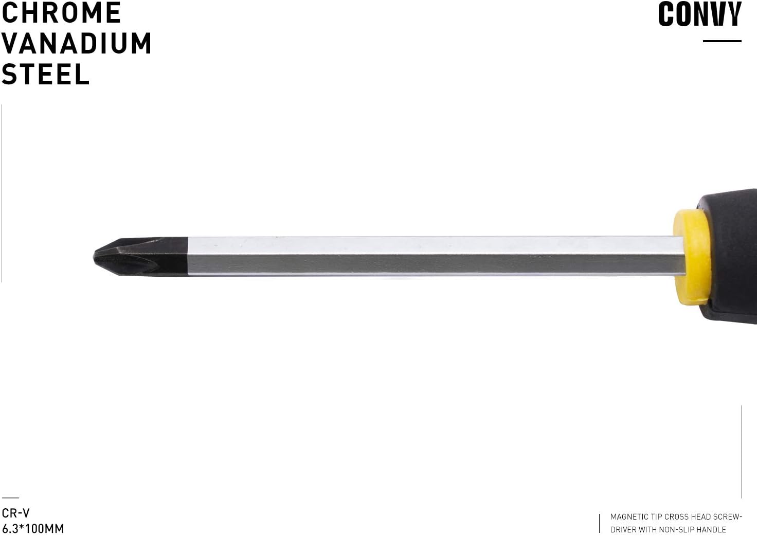 Convy GJ-0123 Phillips Screwdriver Cross Head Screwdriver with Non-Slip Rubber Handle, PH 6100 - - 
