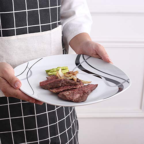 image for VEWEET 4-Piece Porcelain Dinner Plate Set, Elegant Ivory White Serving