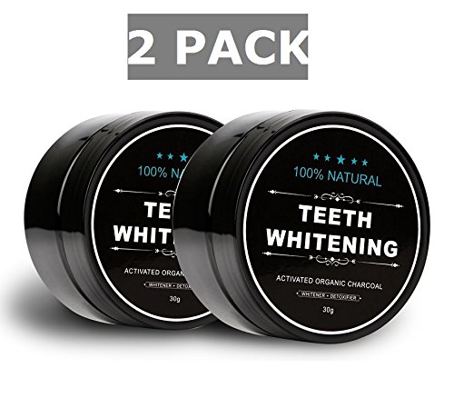 2 Pack - 100% Natural Teeth Whitening Charcoal Powder - with Organic Coconut Activated Charcoal for 