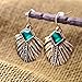 Lares Domi Vintage Gold-tone Crystal Incrusted Simulated Emerald Retro Palm Leaves Elegant Drop Earrings