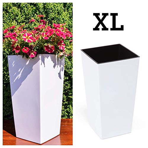 MELTOM Blumentopf aus Kunststoff in Hochglanz Pflanzkübel Blumenkübel mit Herausnehmbaren Einsatz (XL) – Bild 4