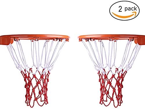 Esther Beauty Heavy Duty Basketball Net Professional All-Weather Outdoor&amp;Indoor 12 Loops Net (Red&amp;White)
