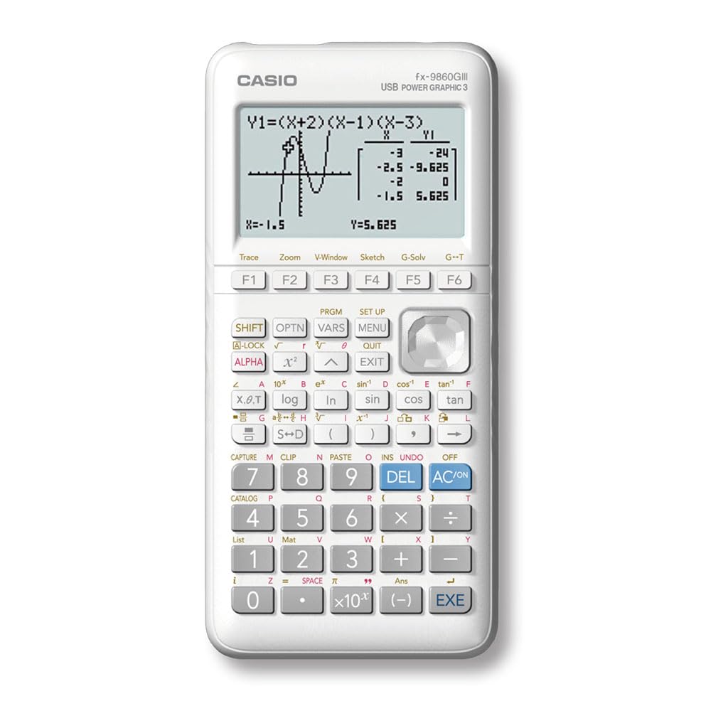 Casio FX-9860GIII - Monochrome Graphing Calculator without CAS, White