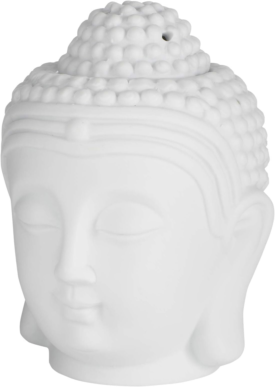 Aufora Buddha Head Oil and Incense Burner, White, 12 cm