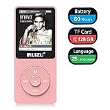 Mp3 Player, RUIZU X02 Ultra Slim Music Player with FM Radio, Voice Recorder, Video Play, Text Reading, 80 Hours Playback and Expandable Up to 128 GB (Rose)