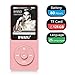 Mp3 Player, RUIZU X02 Ultra Slim Music Player with FM Radio, Voice Recorder, Video Play, Text Reading, 80 Hours Playback and Expandable Up to 128 GB (Rose)