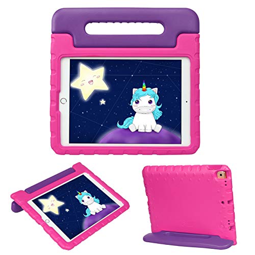 HDE iPad 7th Generation Case for Kids - iPad 10.2 inch 2019 Case for Kids Shock Proof Protective Light Weight Cover with Handle Stand for 2019 Apple iPad 10.2 - Purple Pink