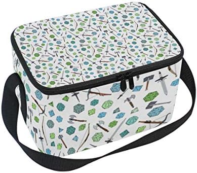 Lunch Bag Cooler Tote Bag Dice And Weaponry Lunchbox Meal Prep Handbag for Picnic School Women Men Kids