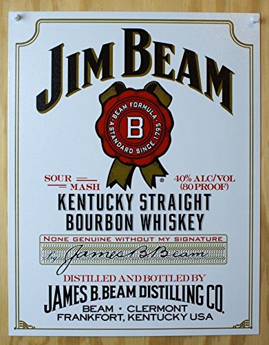 Jim beam - white label tin sign 12.5"wx16"h , 13x16