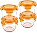 Wean Green Round Wean Bowls 5.4 Ounce Baby Food Glass Containers - Carrot (Set of 4)