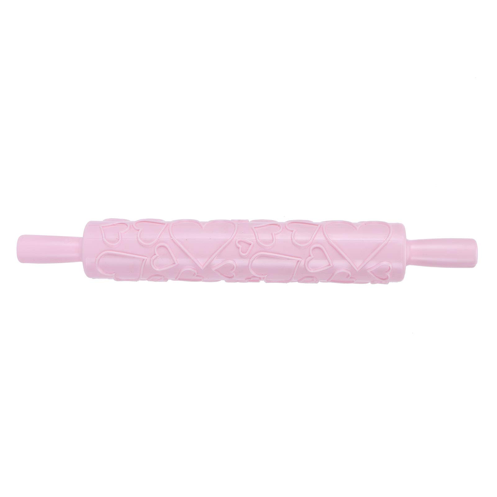 Embossed Rolling Pin,Heart 3D Pattern Non Stick Sugarcraft Fondant Rolling Pin Embossing Textured Pastry Dough Roller 14.4x2 in for Cookies Sugar Paste Pastry Pie Crust Cake Decoration