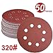 WINGONEER 50PCS Sanding Discs Pads, 5-Inch 8-Hole 320-Grit Hook and Loop Aluminium Oxide Sandpaper for Random Orbital Sander