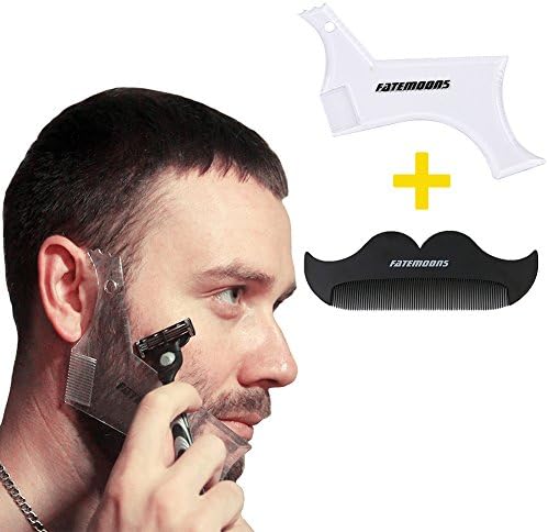 FATEMOONS Beard Shaping Tool-Transparent Styling Template,All IN ONE Beard Guide/Multi-liner Beard Shaper Template Comb- Works with any Beard Razor or Clippers(Do It Yourself)