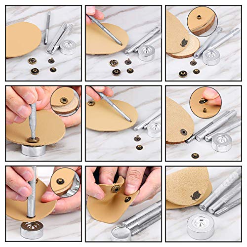 10 Sets 14mm Metal Snap Fasteners Press Stud Rounded Sewing Rivet Buttons Clothing Leather Craft DIY Bronze