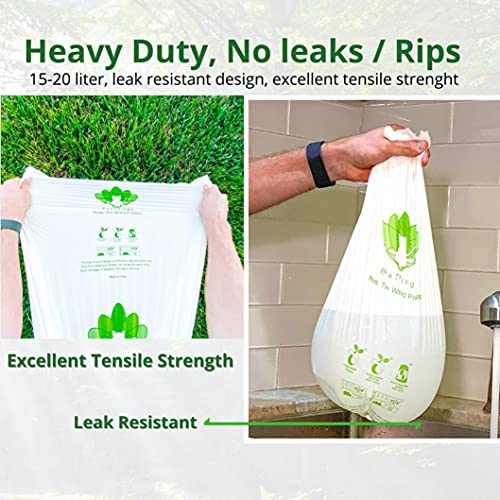 EkaThings 100 Compostable Trash Bags, 3 Gallon PlantBased 100 Count