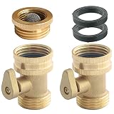 PLG Solid Brass Water Hose Shut-Off Valve Heavy Duty Garden Hose Connectors for Water Hose Nozzle