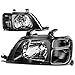 Pair of Black Housing Clear Corner Headlight Lamp Compatible with Honda CR-V 1st Gen RD LX EX 97-01