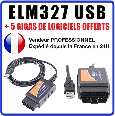 Lecteur Codes D/&eacute;fauts /&hellip; Diagnostique Auto MULTIMARQUES Interface//Valise de Diagnostic ELM327 OBD2 USB