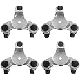 QWORK 4 pcs 6" Steel Tri-Dolly, 200 lbs Load Capacity, for Moving Furniture & Appliances, Swivel Caster Easy Tool