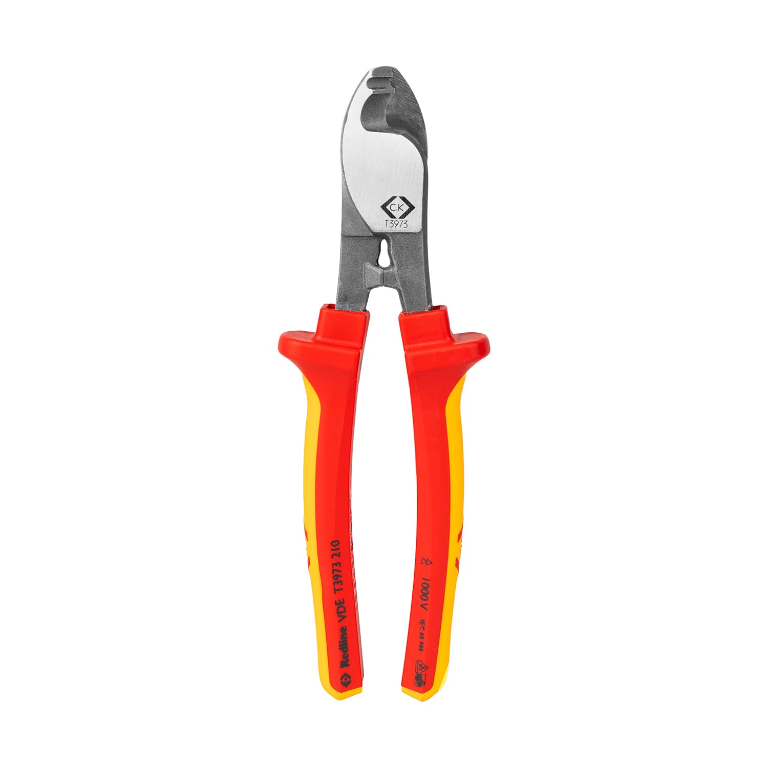 C.K Redline VDE Cable Cutters 210mm, German Made Razor Sharp Electrical Wire Cutter & Stripper, Heavy Duty Croppers for Electrician, Electricians Snips, CK Tools T3973 210