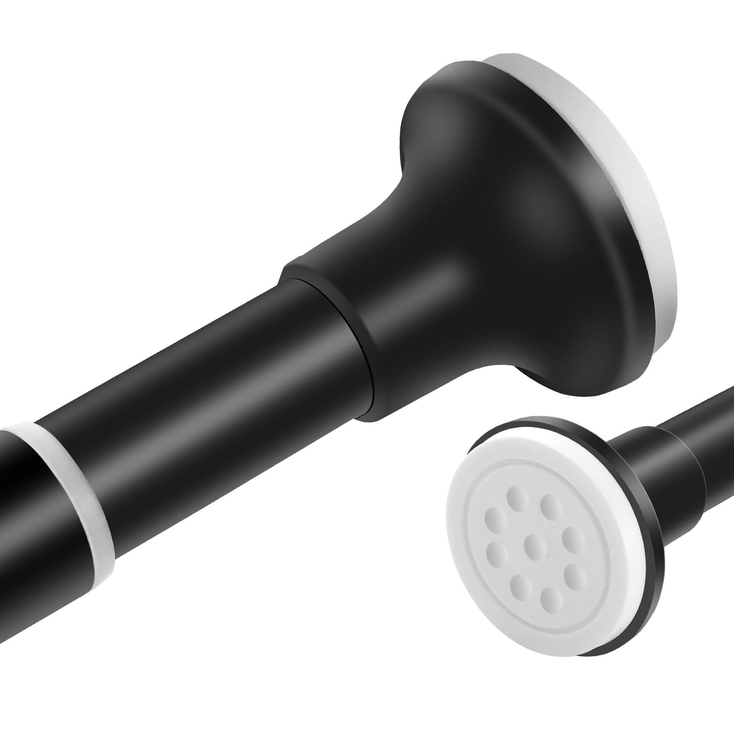 Tension Curtain Pole - Black Shower Curtain Rod - Adjustable 198 to 258cm Spring Tension Shower Pole No Drilling Non Slip, Black