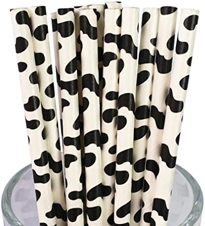 Free DHL 500 pcs Black Cow Paper Straws Bulk, Cute Rustic Barn Country Fair Patterned Paper Drinking Straws for Holiday Party, Wedding, Birthday, Baby Shower, Farm Animal Print Mason Jar Straws