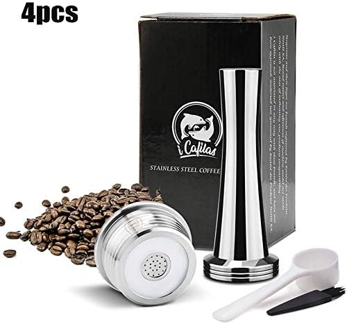 Umiwe Refillable Coffee Capsules, Reusable Coffee Filter, Filter Coffee Cup Set for Delta Q NDIQ7323 and EP Mini(Lavazza Point) Machine - 1 Capsule & 1 Brush & 1 Spoon & 1 Tamper - Coffee Filter