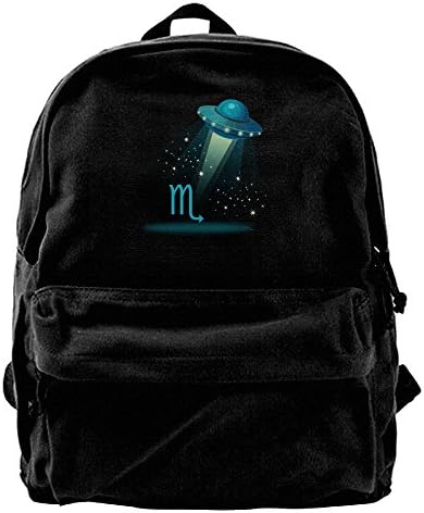 Scorpio Zodiac On Retro Flying Saucer UFO Canvas Travel Rucksack Backpack Daypack Knapsack Laptop Shoulder Bag
