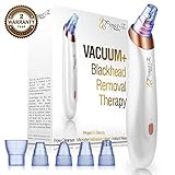 Project E Beauty Vacuum Blackhead Remover Extractor Facial Acne Whitehead Pimple Pore Nose Face Cleanser Tool Device USB Rechargeable 3 Adjustable Suction Power & 5 Replacement Probes for Men & Women