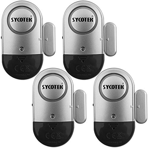 Home Security Door Alarm, SYCOTEK Home Alarm System Burglar Alarm Window Alarm Ultra-Slim Wireless Magnetic 130 dBS 4 Pack