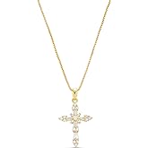 Milla 14K Gold Plated Cross Necklace for Women, Silver Cross Necklaces for Women, 18 inches Chain with Cross Pendant