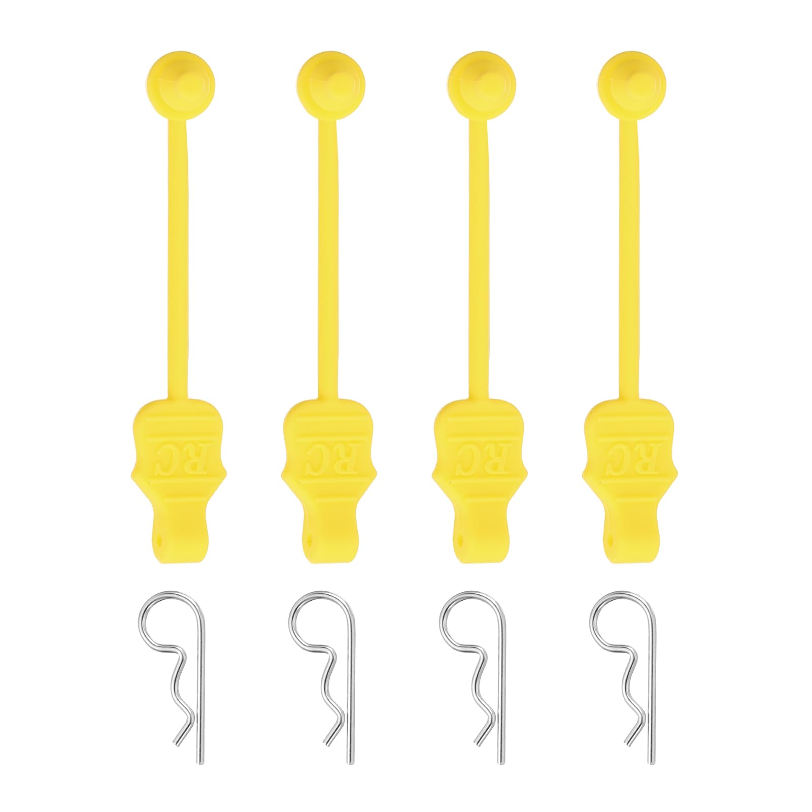 sourcing map 4 Pcs 1.4mm RC Body Clips with Pull Tabs, 45-Degree Bent Stainless Steel Car Clips for 1/8 1/10 Scale Model RC Car Truck Crawler Shell Replacement (Yellow & Silver