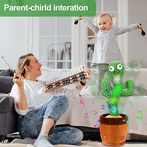 ISTATSO Talking Cactus Toy, Dancing Cactus Mimicking Toy 6-12 Months Singing Cactus Baby Toy Repeats What You Say with 120 English Songs Electronic Light Up Sensory Toys for Toddlers