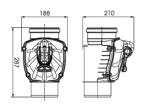 Rückstauverschluß Senkrecht 110 mm Abwasser Fall Rohr KG Klappe Rückstau Klappe – Bild 3