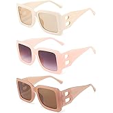 QYVEWY 3 Pairs Oversized Square Sunglasses for Women Men Trendy Thick B Frame Big Sun Glasses UV400 Protection