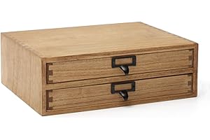 Kirigen Drak Wooden Office Storage Drawers Shallow Type - Desktop Filing Organization for Machine Printer Stand (BR, 2-Layer&2 Drawers)