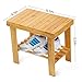 Famistar Large Bamboo Stool,Multfunctional Anti-Slip Lightweight Kids Adults Step Stool Seat With Storage Shelf/Foot Pads