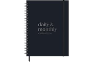 JAYREN Undated Daily Planner with Hourly Schedule, 8.5" x 11" Large 6-Month Planner, Full Page a Day, 2025-2026 Calendar, To Do List, Time Blocking, Black Aesthetic Hardcover Spiral Notebook for Work Tasks