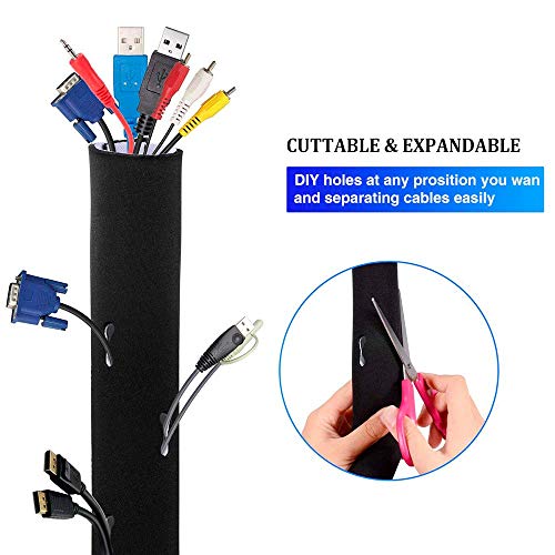 AGPTEK Neoprene Adjustable Cable Sleeves,Cords Organizer for TV Computer Cable Management Sleeves for PC/Home Theater… - Image 3