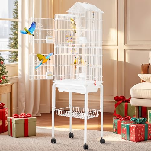 62-inch Metal Bird Cage: Spacious Bird Cage for Cockatiels, Parrots, Pigeons, L…