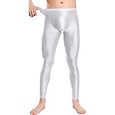 FEOYA Mens Oil Shiny Glossy Compression Pants Stretchy Nylon Smooth Leggings Tights Pants for Yoga Running Gym Workout