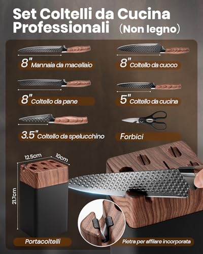 Kitchen Knives, 7 Pieces Kitchen Knives Set, Sharp Kitchen Knives with Lock, Quality Stainless Steel Blades and Ergonomic Handles, Professional Household Kitchen Knife (Non-Wood)