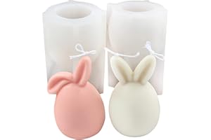 LSLEVA 2-Pack Bunny Eggshell Shaped Silicone Candle Molds, 3D Easter Rabbit Molds for Candle Making Resin Soap Casting, Folded Ears and Standing Ears Molds for Easter Gifts Home Decor