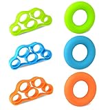 LINPOZONE 6 Pack Forearm Trainer Rings and Finger Resistance Bands Stretcher for Guitar, Rock Climbing and Hand Exercise