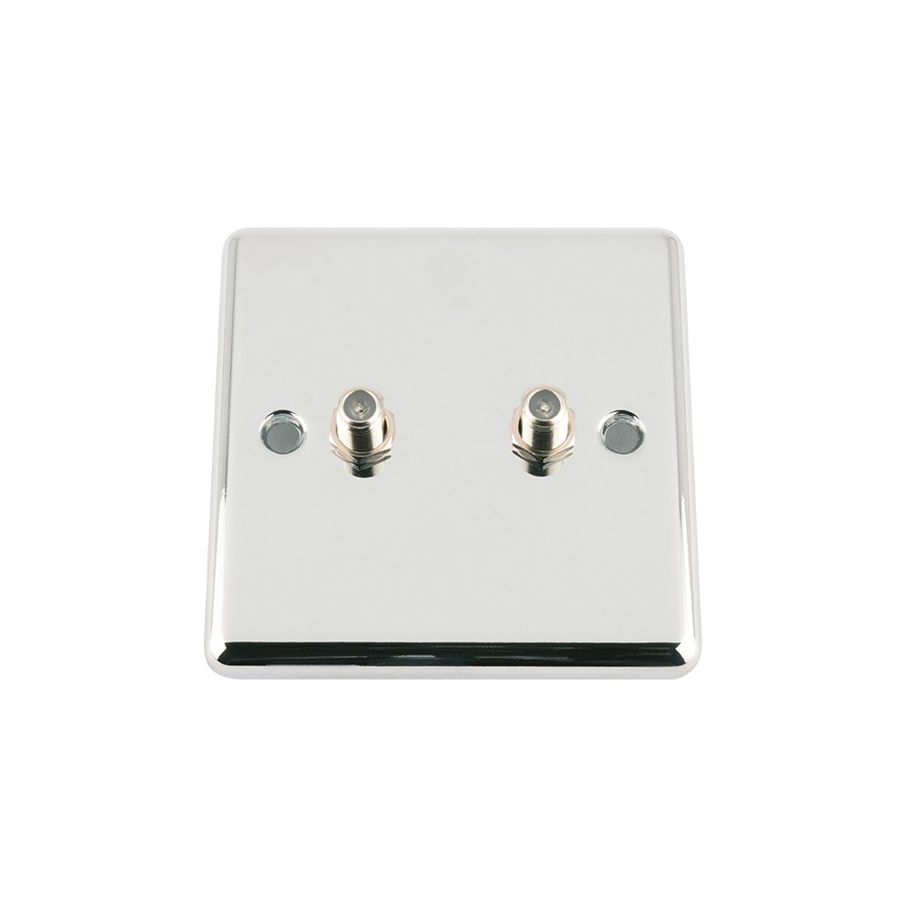A5 SKS2GCC 2 Gang Double Classic Chrome Polished Sky Satellite Socket