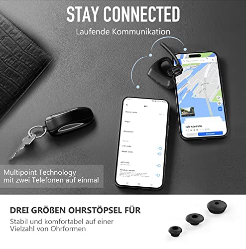 Conambo K21 Bluetooth Headset, V5.1 Bluetooth Headset with Microphone with CVC 8.0 and ENC Noise Cancellation, Headset Bluetooth with Microphone for Driving, Office, Business, Driving, 18 Hours Talk Time