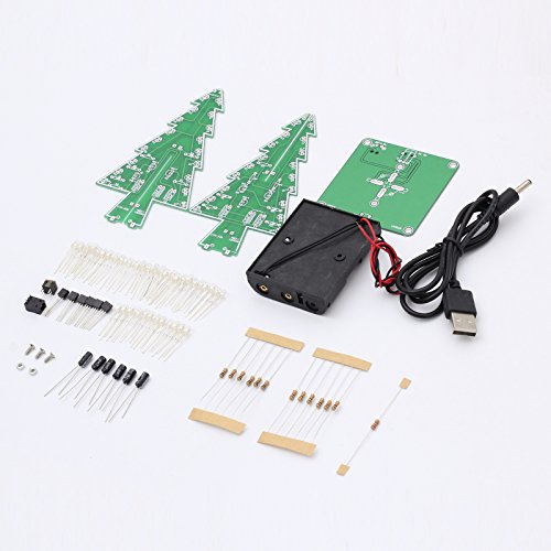 Icstation DIY 3D Christmas Tree Kit with 7 Color Flashing LED for Electronics solder Practice