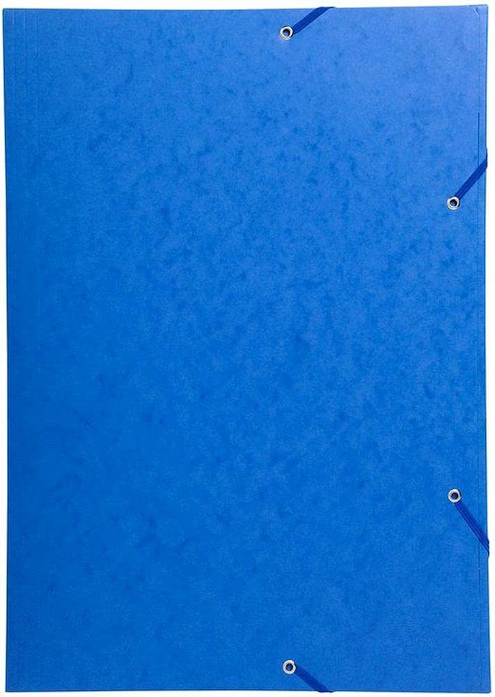 Exacompta - Ref 59507E - Elasticated 3-Flap Folder - Suitable for A3 Documents, 600gsm Glossy Laminated Card, FSC-Certified - Useful for Transporting Artwork - Blue